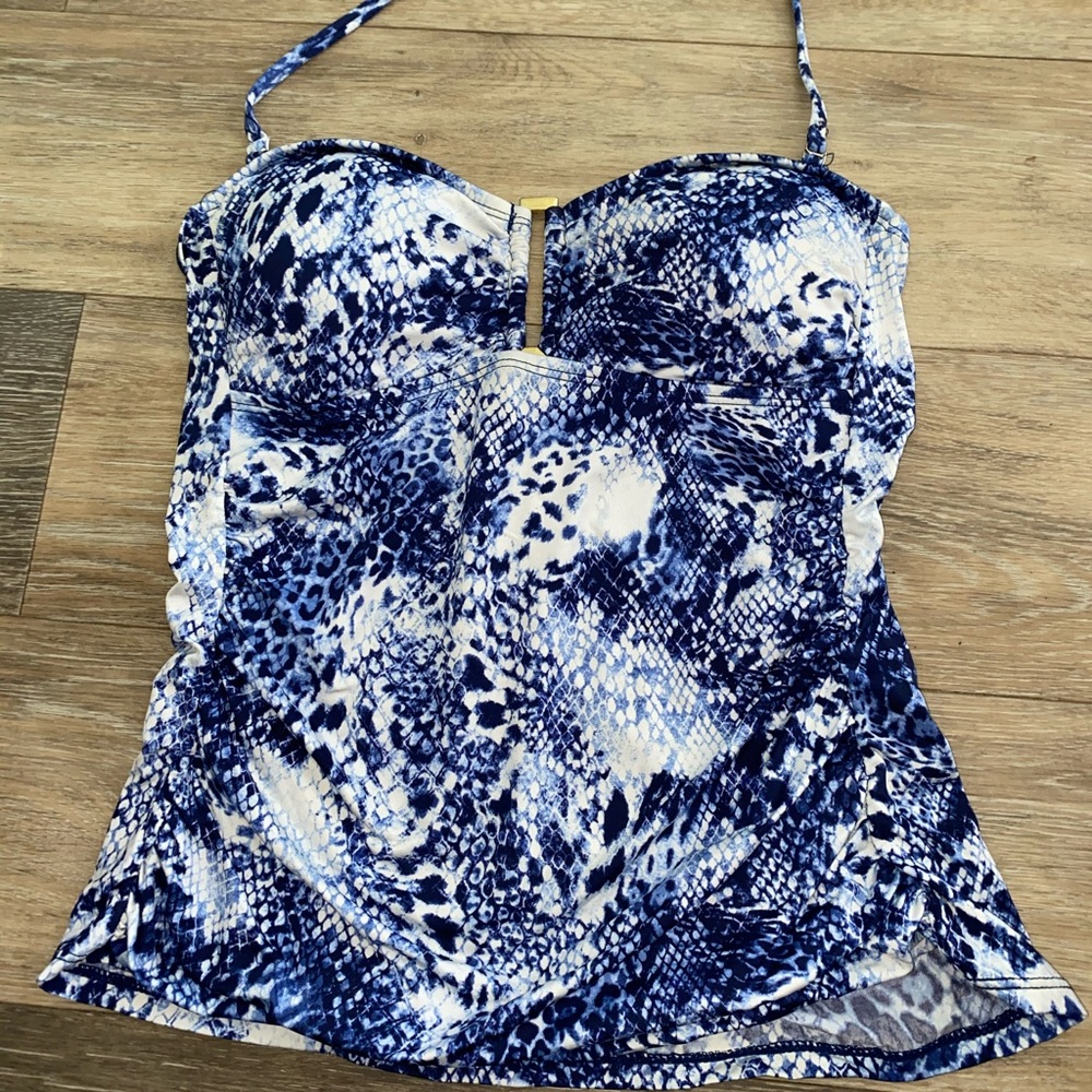 Apt. 9 Blue Patterned Tankini Swimsuit Top